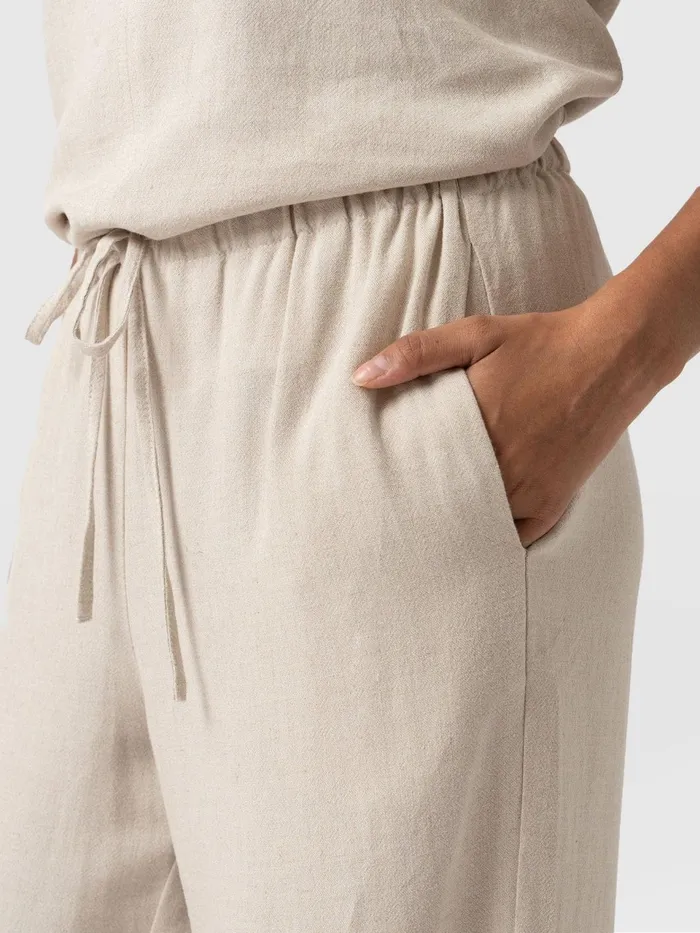 Corinne Linen Pant 8211 Oatmeal Oatmeal Women Saint And Sofia Pants
