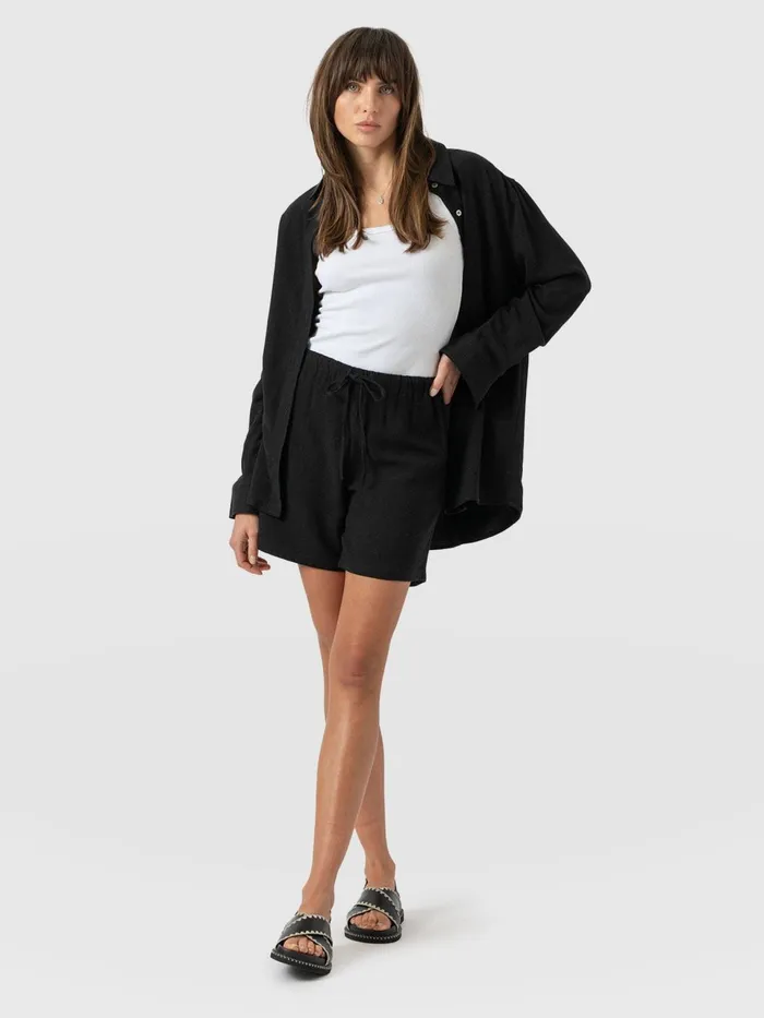 Corinne Linen Short 8211 Black Black Women Saint And Sofia Shorts