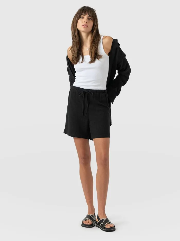 Corinne Linen Short 8211 Black Black Women Saint And Sofia Shorts
