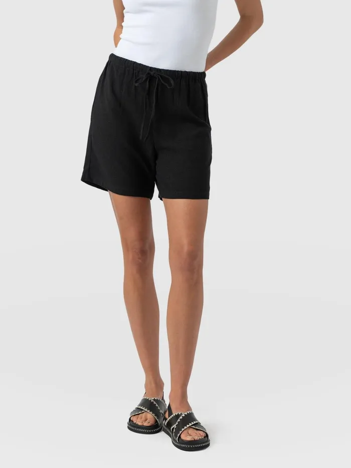 Corinne Linen Short 8211 Black Black Women Saint And Sofia Shorts