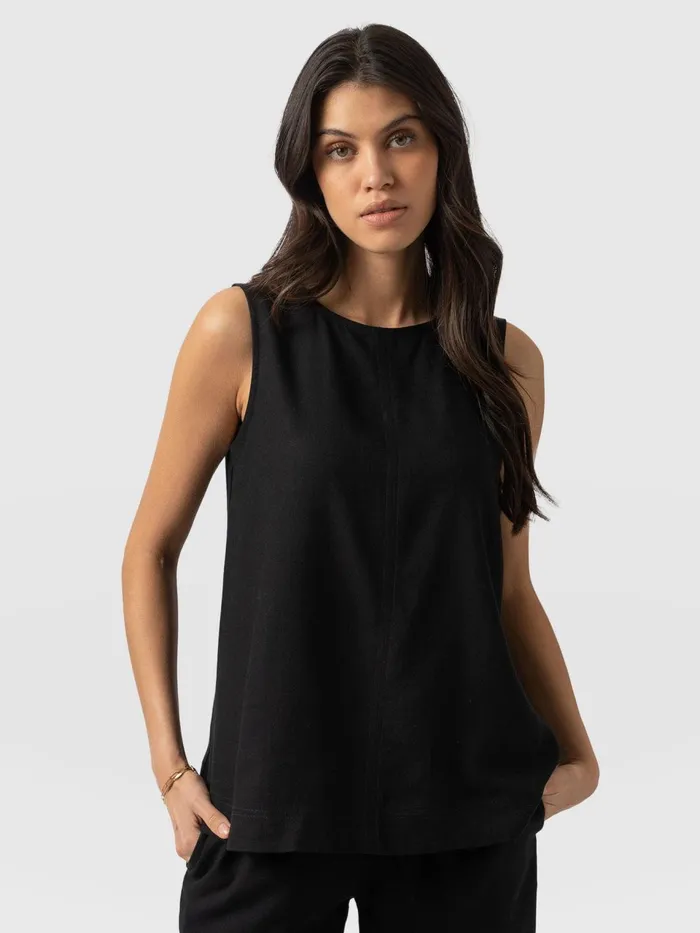 Corinne Linen Tunic 8211 Black Black Women Saint And Sofia TShirts and Tanks