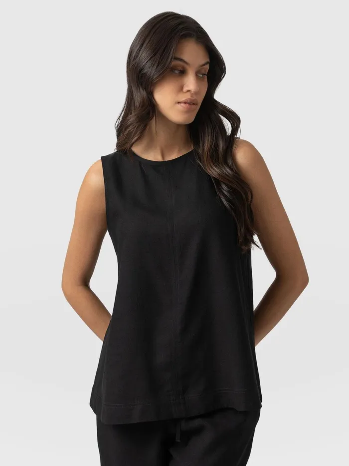 Corinne Linen Tunic 8211 Black Black Women Saint And Sofia TShirts and Tanks
