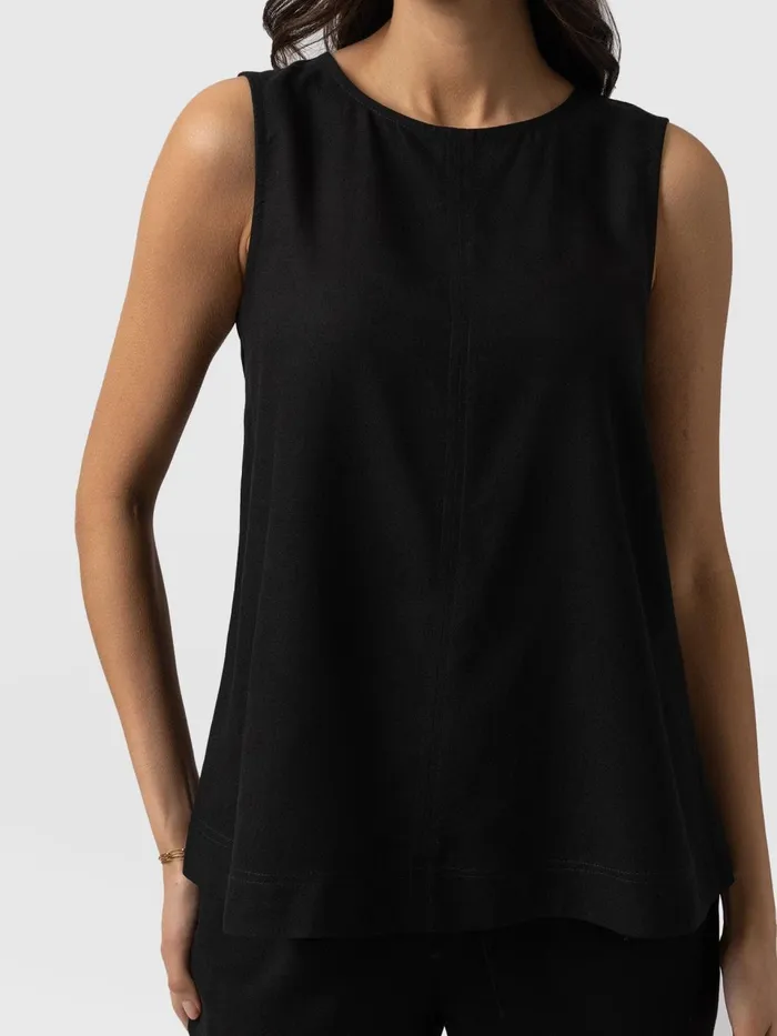 Corinne Linen Tunic 8211 Black Black Women Saint And Sofia TShirts and Tanks