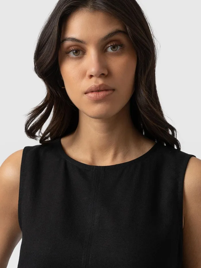 Corinne Linen Tunic 8211 Black Black Women Saint And Sofia TShirts and Tanks