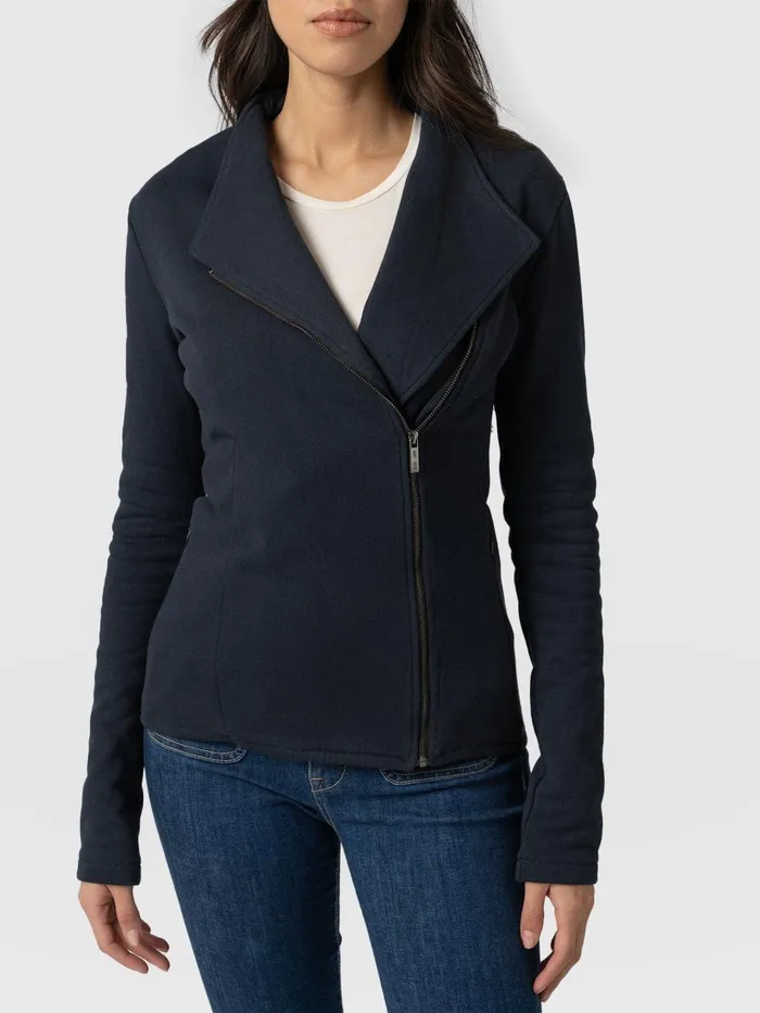 Cotton Biker Jacket 8211 Navy Navy Women Saint And Sofia Coats and Jackets