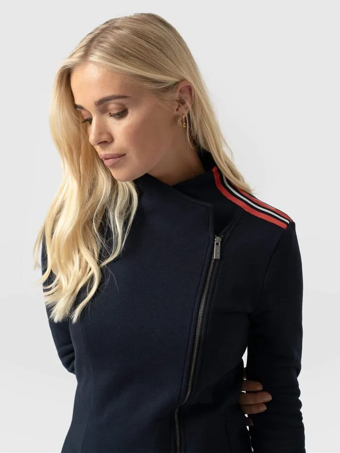Cotton Biker Jacket 8211 Navy Stripe Navy Stripe Women Saint And Sofia Coats and Jackets