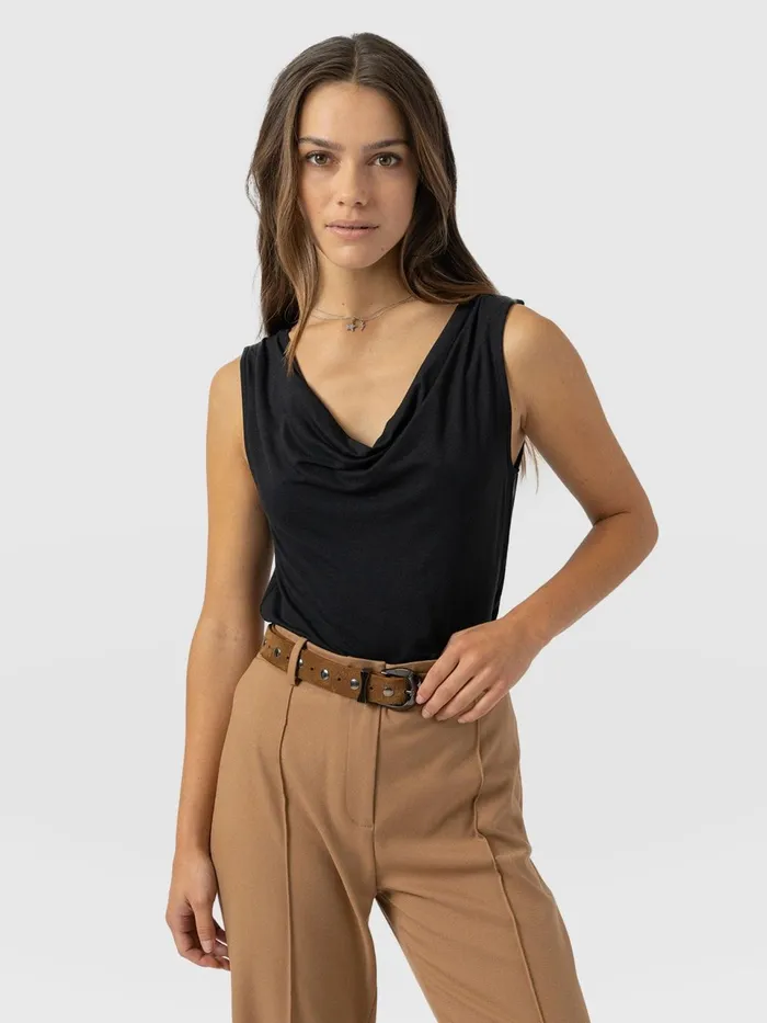 Cowl Neck Cami 8211 Black Black Women Saint And Sofia Casual Tops