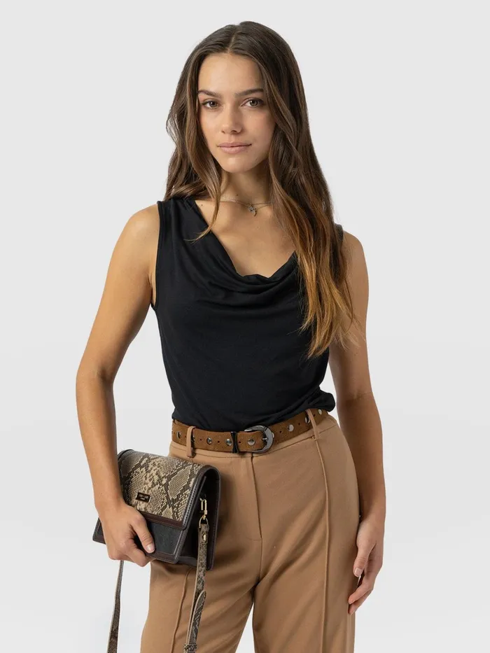 Cowl Neck Cami 8211 Black Black Women Saint And Sofia Casual Tops
