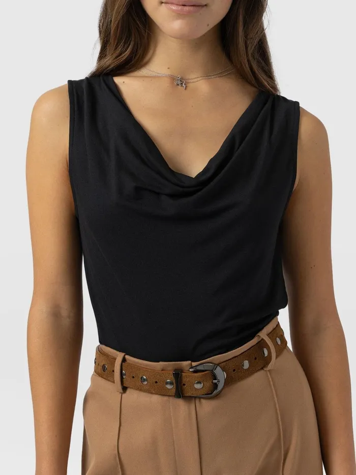 Cowl Neck Cami 8211 Black Black Women Saint And Sofia Casual Tops