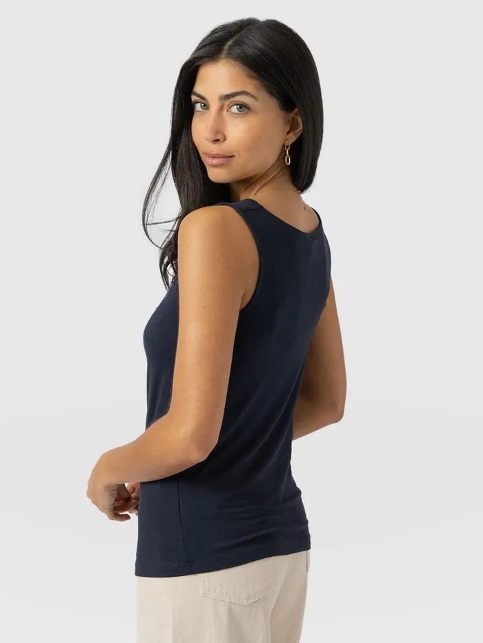 Cowl Neck Cami 8211 Navy Navy Women Saint And Sofia TShirts and Tanks