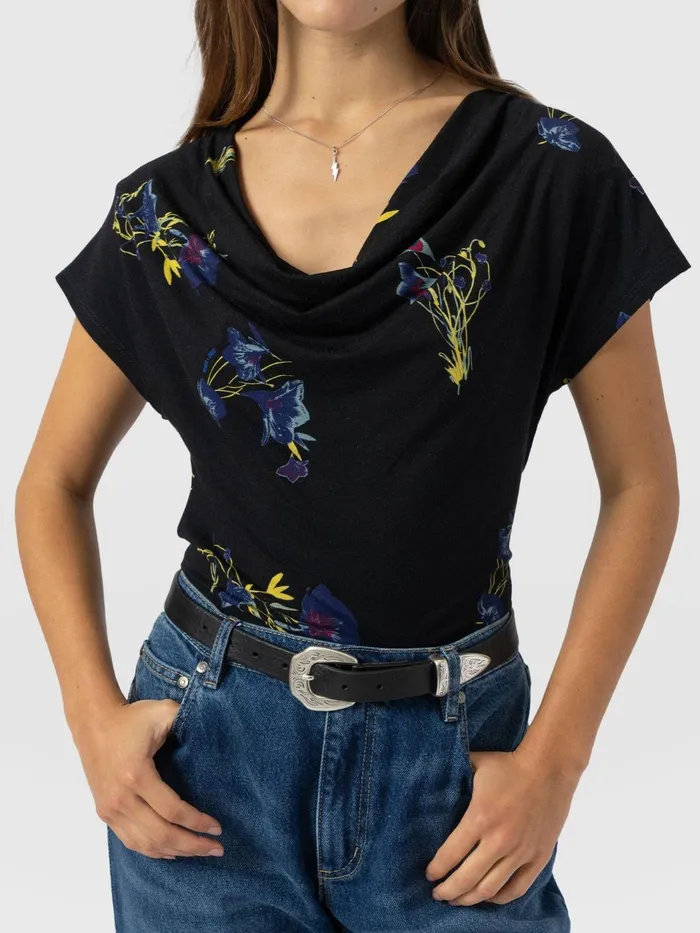 Cowl Neck Tee 8211 Blue Lily Gardens Blue Lily Gardens Women Saint And Sofia Casual Tops
