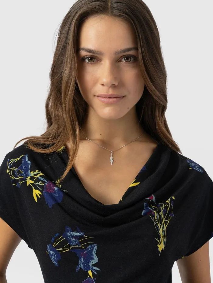 Cowl Neck Tee 8211 Blue Lily Gardens Blue Lily Gardens Women Saint And Sofia Casual Tops