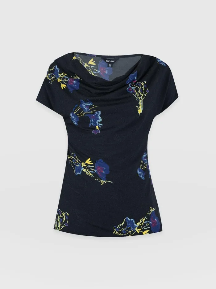 Cowl Neck Tee 8211 Blue Lily Gardens Blue Lily Gardens Women Saint And Sofia Casual Tops