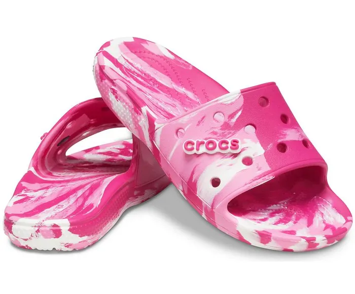 Crocs Sandals Classic Crocs Marbled Slide Candy Pink Pink Lemonade 8211 WomenMen