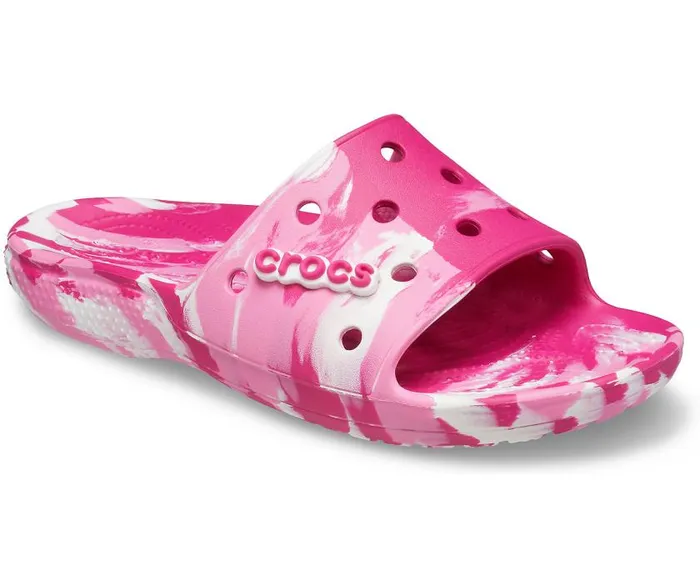 Crocs Sandals Classic Crocs Marbled Slide Candy Pink Pink Lemonade 8211 WomenMen