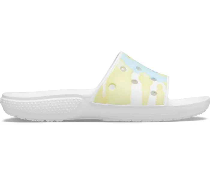 Crocs Sandals Classic Crocs TieDye Graphic Slide White Multi 8211 WomenMen