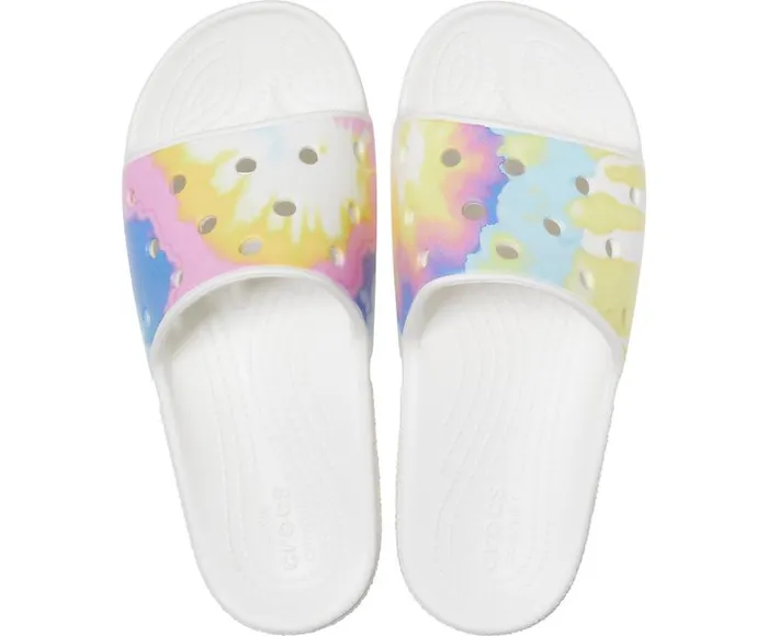 Crocs Sandals Classic Crocs TieDye Graphic Slide White Multi 8211 WomenMen