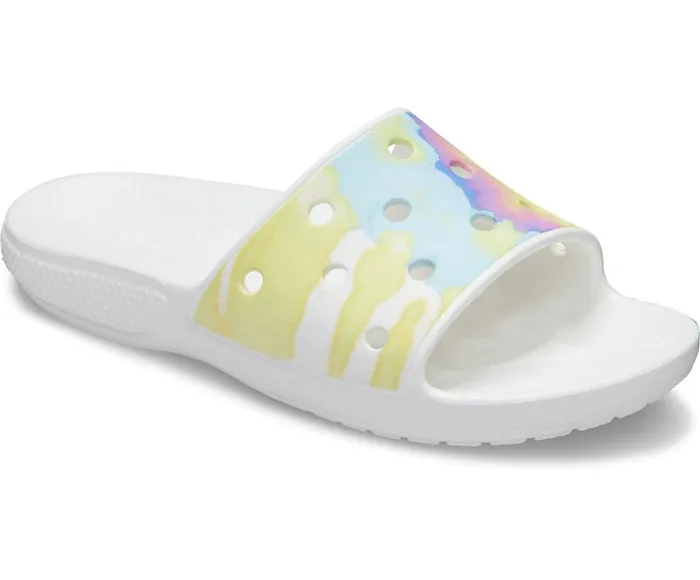 Crocs Sandals Classic Crocs TieDye Graphic Slide White Multi 8211 WomenMen