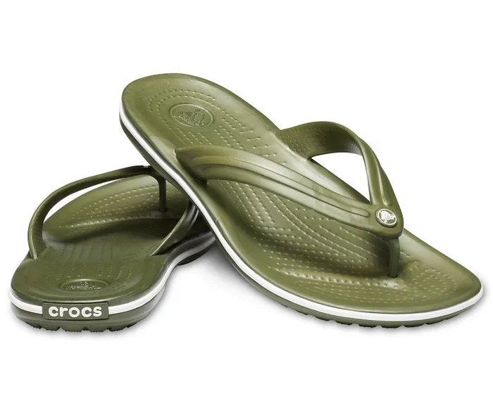 Crocs Sandals Crocband Flip Army Green White 8211 WomenMen