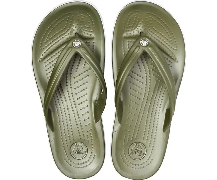 Crocs Sandals Crocband Flip Army Green White 8211 WomenMen