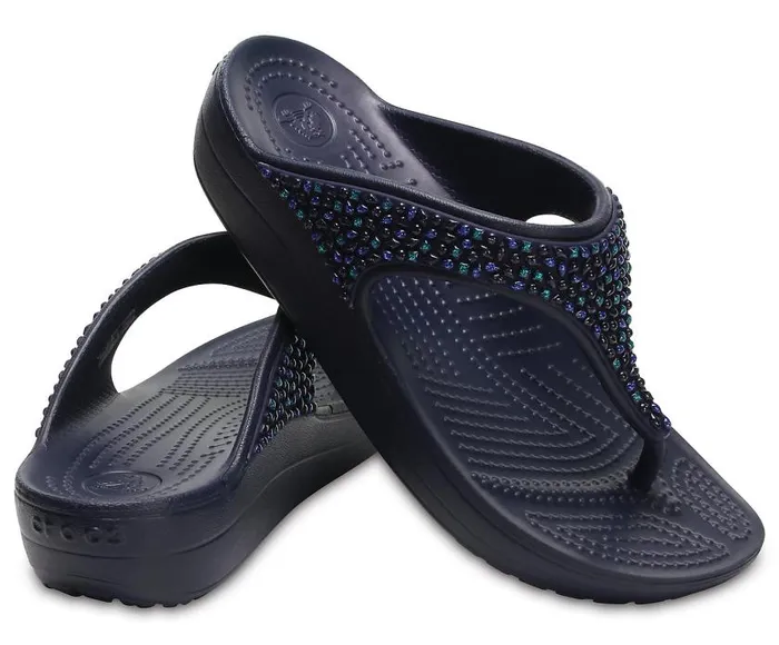 Crocs Sandals Crocs Sloane Embellished Flip Navy Turquoise 8211 Women