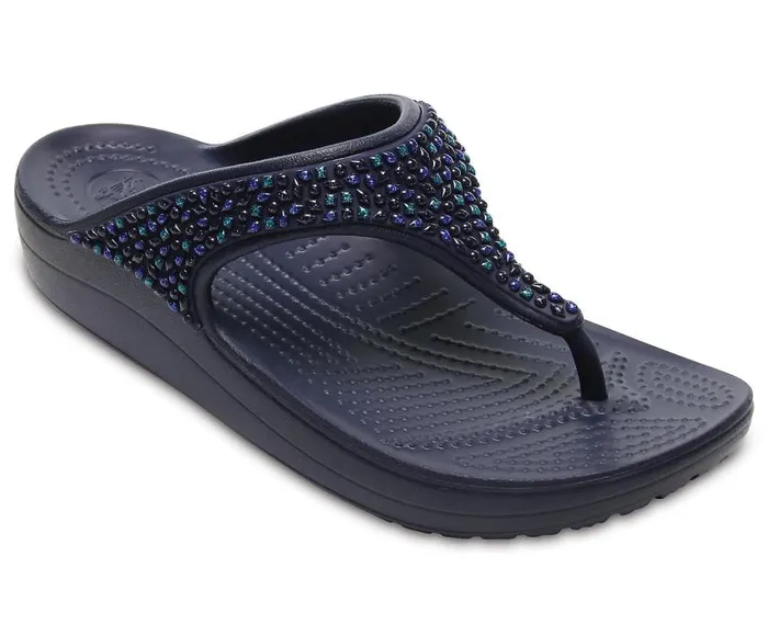 Crocs Sandals Crocs Sloane Embellished Flip Navy Turquoise 8211 Women