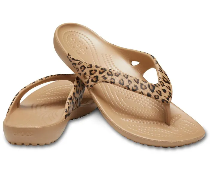 Crocs Sandals Kadee II Leopard Flip Leopard Gold 8211 Women