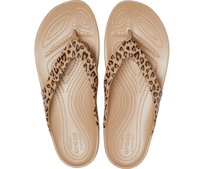 Crocs Sandals Kadee II Leopard Flip Leopard Gold 8211 Women