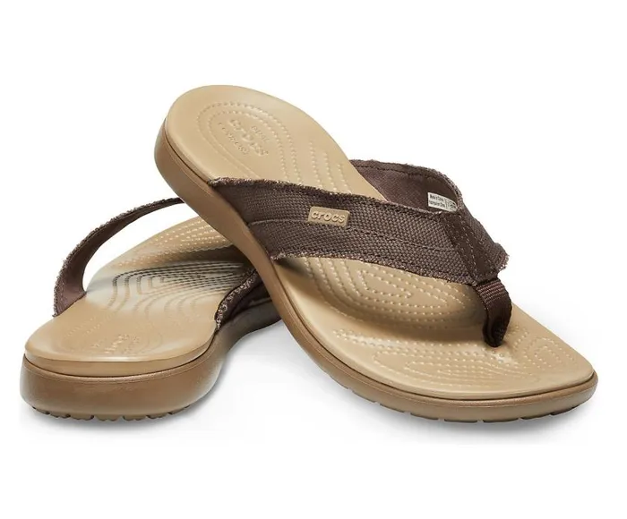 Crocs Sandals Santa Cruz Canvas Flip Espresso Khaki 8211 Men
