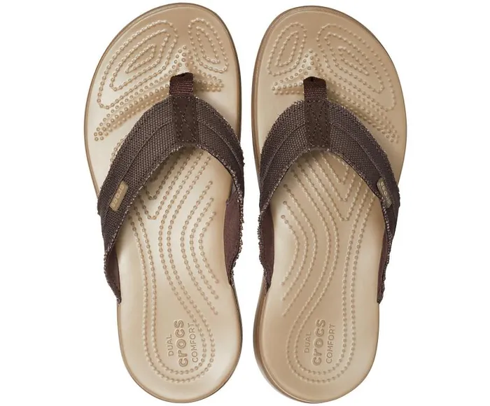 Crocs Sandals Santa Cruz Canvas Flip Espresso Khaki 8211 Men
