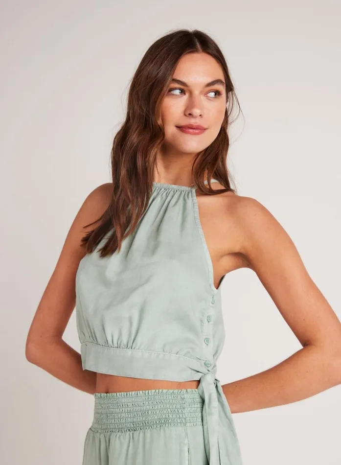 Cropped Side Tie Halter 8211 Oasis Green Women Bella Dahl Sleeveless