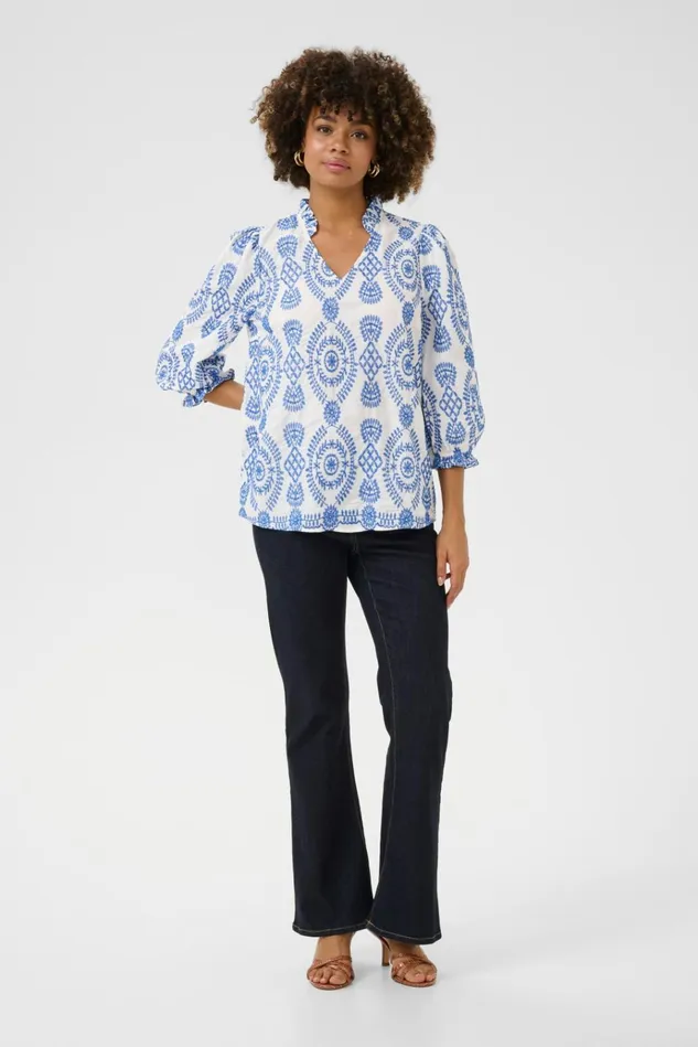 CULTURE Blouses CUtia Blouse With Embroidery Bluewhite 8211 Women