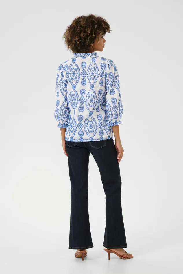 CULTURE Blouses CUtia Blouse With Embroidery Bluewhite 8211 Women
