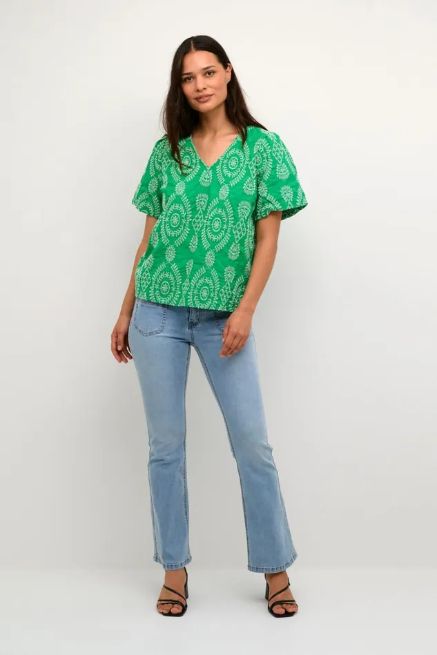 CULTURE Blouses CUtia Blouse With Embroidery Holly Green 8211 Women