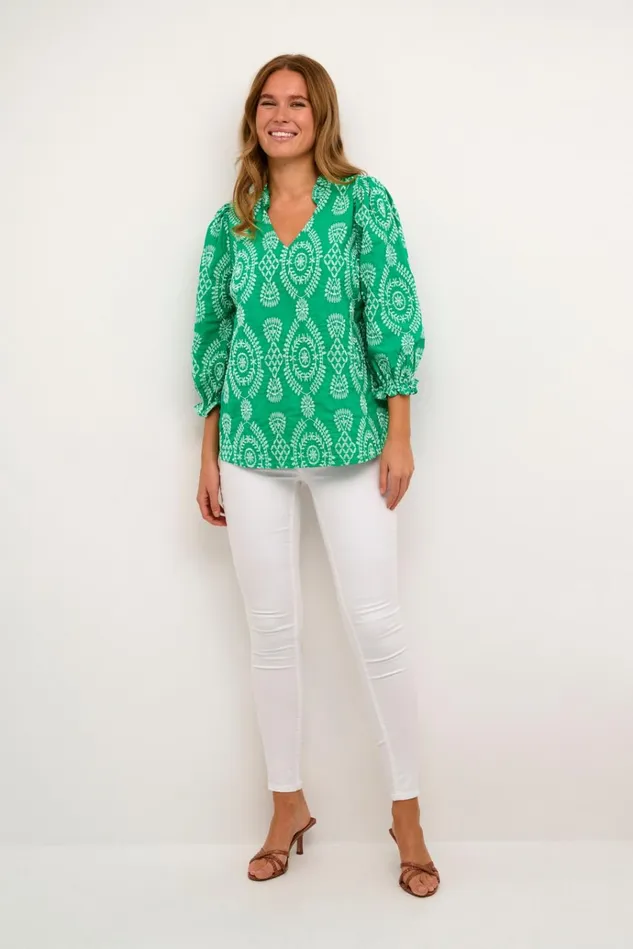 CULTURE Blouses CUtia Blouse With Embroidery Holly Green 8211 Women
