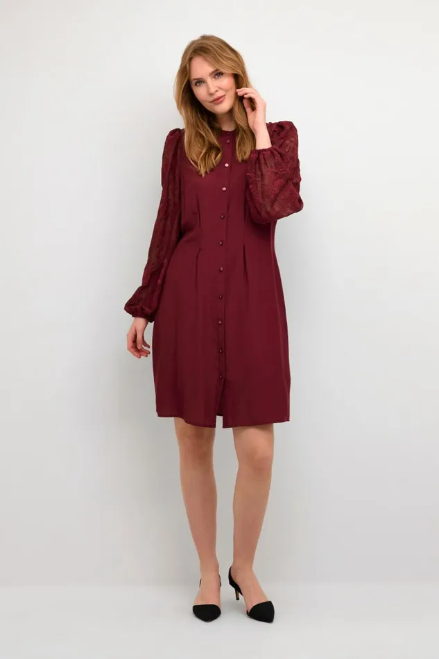 CULTURE Dresses CUasmine Dress With Lace Sleeves Winetasting 8211 Women