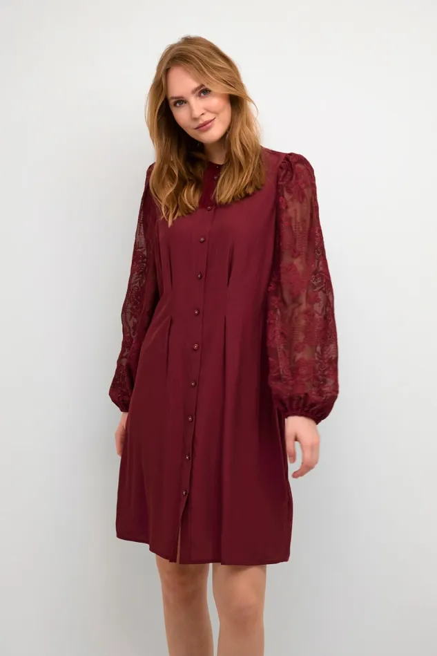 CULTURE Dresses CUasmine Dress With Lace Sleeves Winetasting 8211 Women