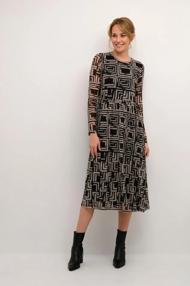CULTURE Dresses CUmelida Mesh Dress Blackcreme Graphic 8211 Women