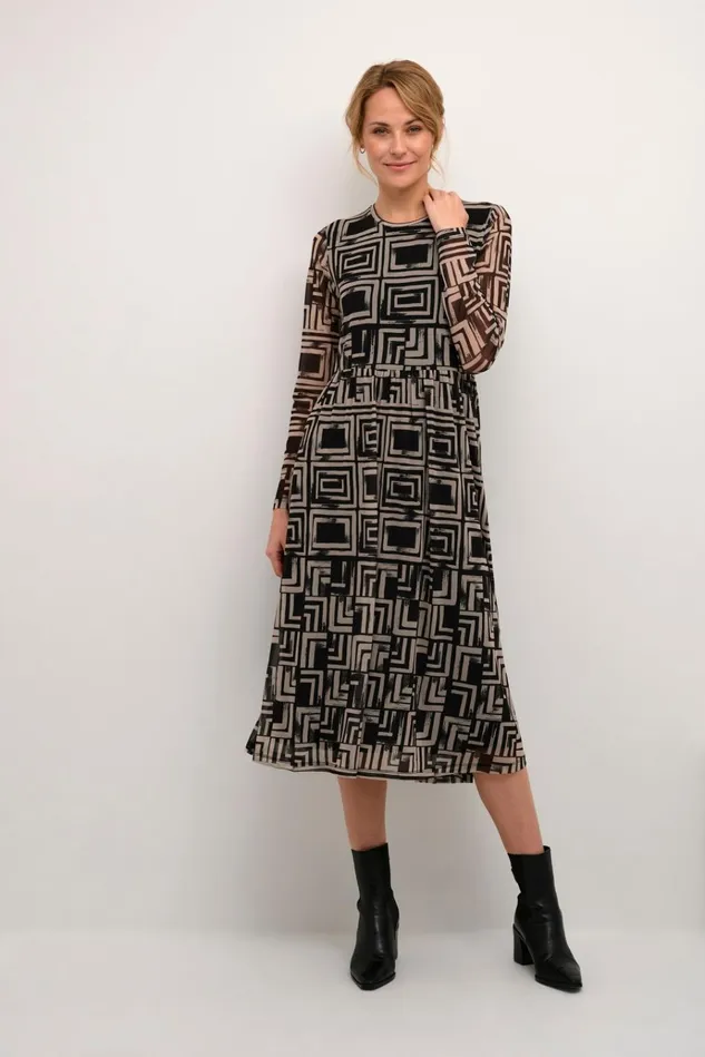CULTURE Dresses CUmelida Mesh Dress Blackcreme Graphic 8211 Women