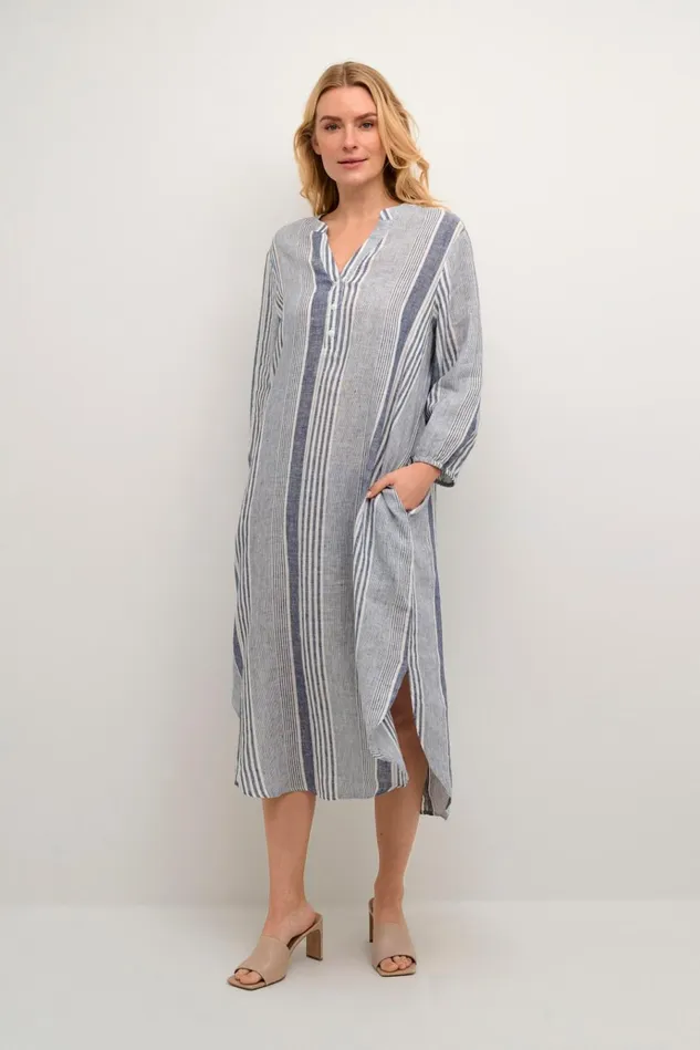 CULTURE Dresses CUmolly Linen Dress Whiteblue Stripe 8211 Women