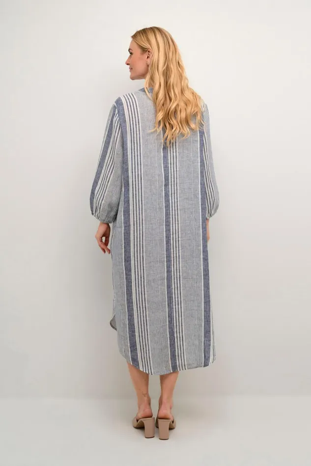 CULTURE Dresses CUmolly Linen Dress Whiteblue Stripe 8211 Women
