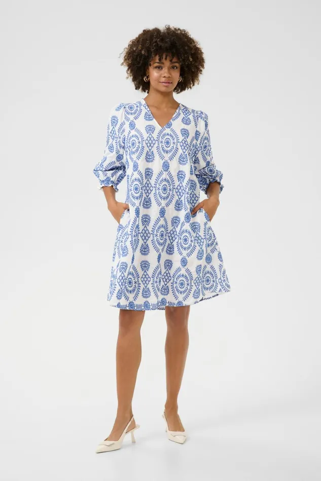 CULTURE Dresses CUtia Dress With Embroidery Bluewhite 8211 Women