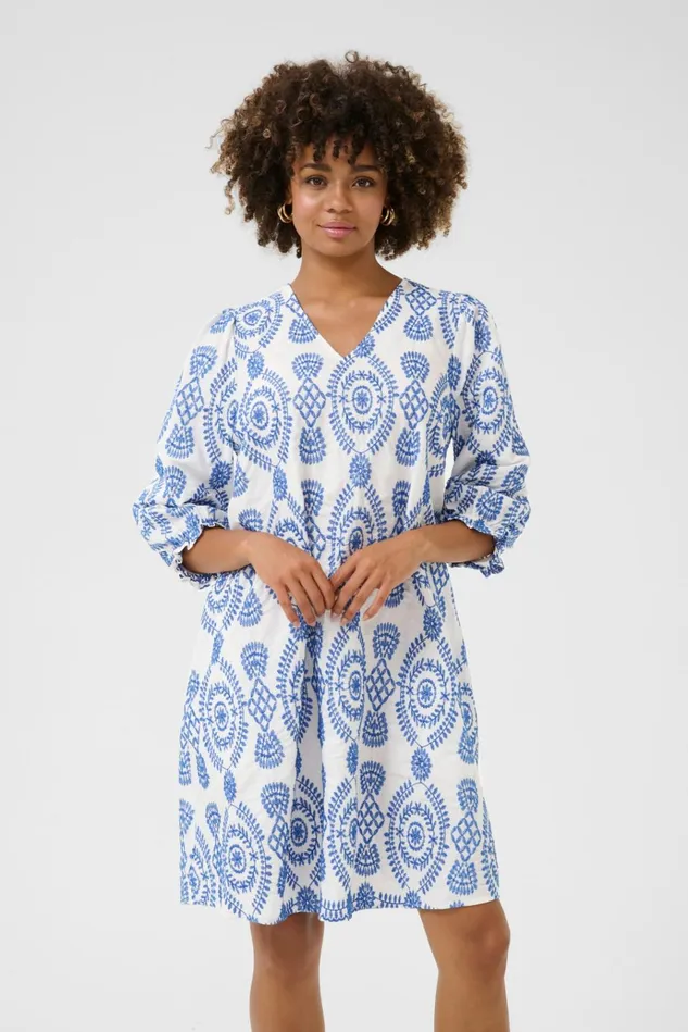 CULTURE Dresses CUtia Dress With Embroidery Bluewhite 8211 Women