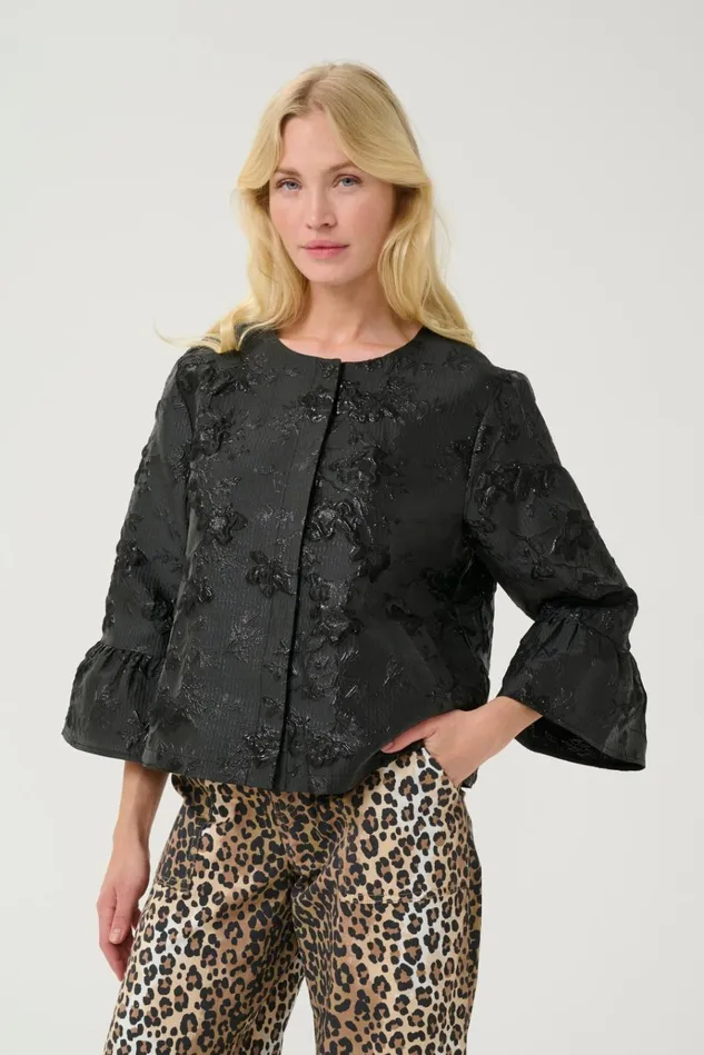 CULTURE Jackets and Coats CUbanjo Jacket With Bell Sleeves Black Floral 8211 Women