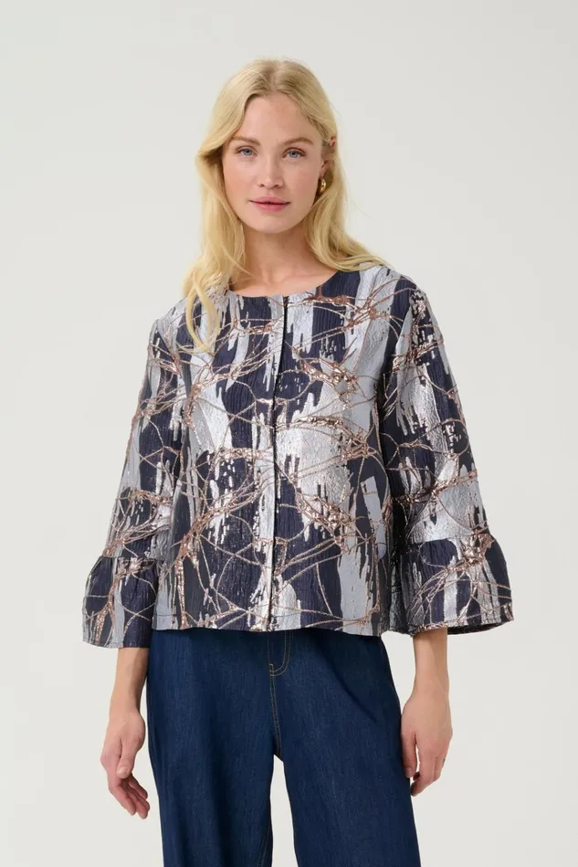 CULTURE Jackets and Coats CUbanjo Jacket With Bell Sleeves Blue Floral 8211 Women
