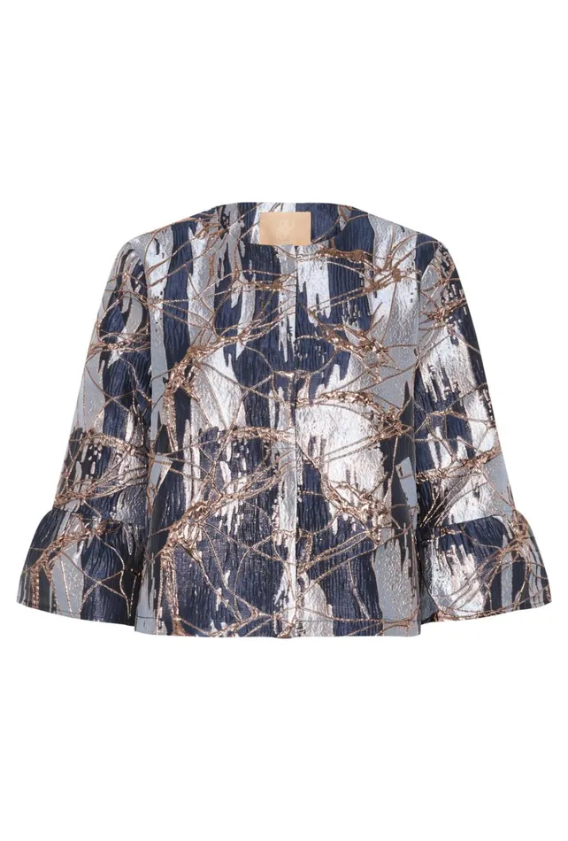 CULTURE Jackets and Coats CUbanjo Jacket With Bell Sleeves Blue Floral 8211 Women