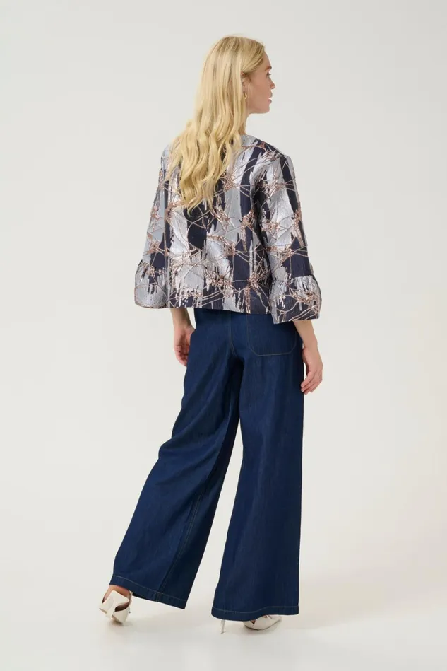 CULTURE Jackets and Coats CUbanjo Jacket With Bell Sleeves Blue Floral 8211 Women