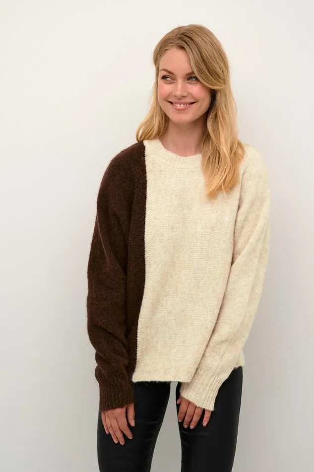 CULTURE Knitwear and Cardigans CUkimmy Pullover Oyster Potting Soil Melange 8211 Women CULTURE Knitwear and Cardigans CUkimmy Pullover Oyster Potting Soil Melange 8211 Women