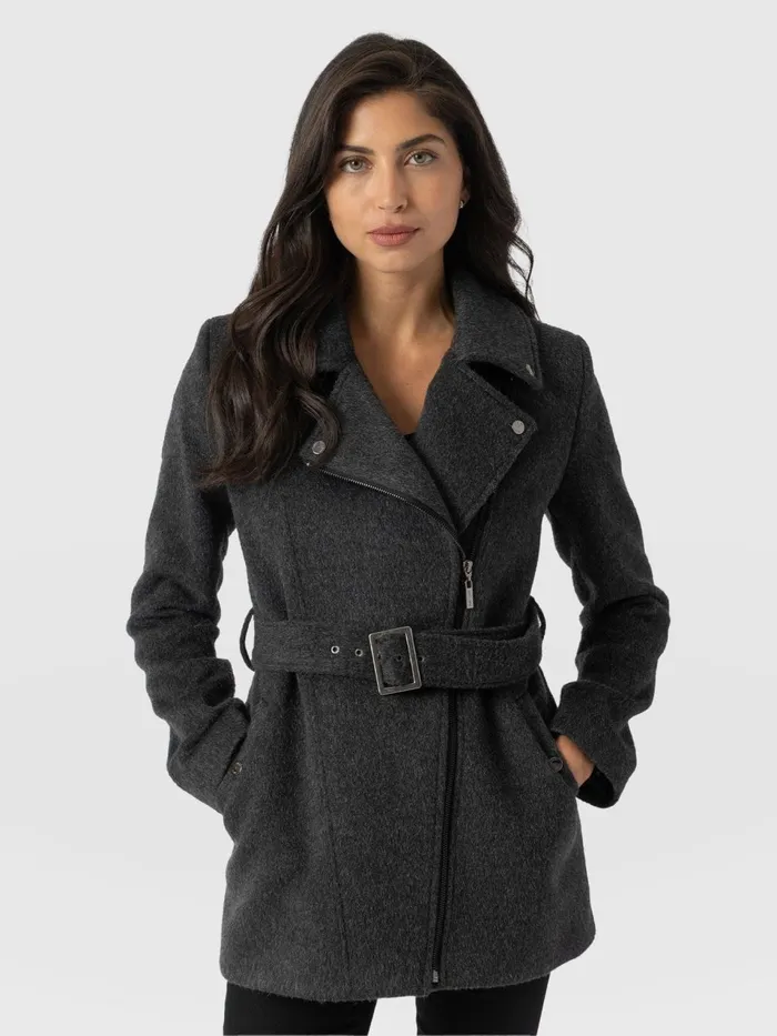 Daltrey Biker Coat 8211 Charcoal Charcoal Women Saint And Sofia Coats and Jackets Daltrey Biker Coat 8211 Charcoal Charcoal Women Saint And Sofia Coats and Jackets