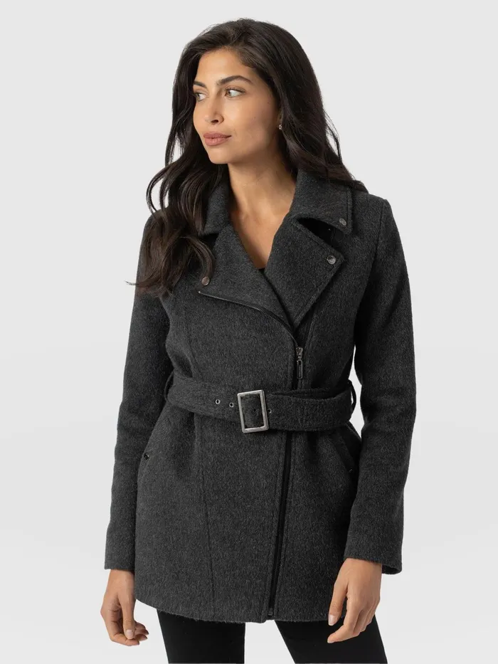 Daltrey Biker Coat 8211 Charcoal Charcoal Women Saint And Sofia Coats and Jackets
